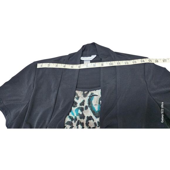 VTG CJ Banks 2 in1 Twinset Top Black With Multi Color Ruffled Animal Print W S - Picture 8 of 10